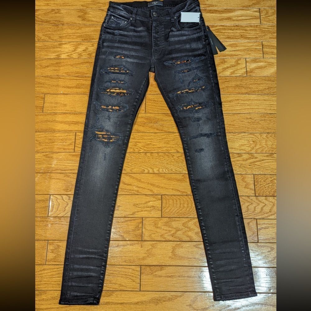 AMIRI Leopard Thrasher Ripped Skinny Jeans, sz 30 Aged Black - Picture 6 of 7
